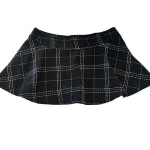 Black Plaid Mini Skirt Flared A-Line Skater Style‎